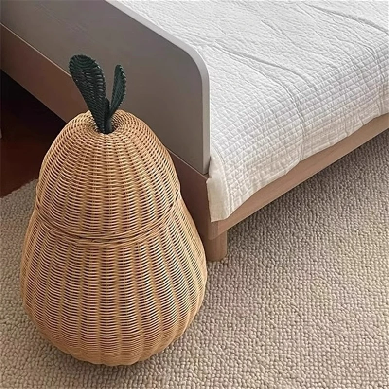 

Handmade cartoon cute rattan pear sundries basket dirty clothes basket toy storage basket homestay decoration ornament
