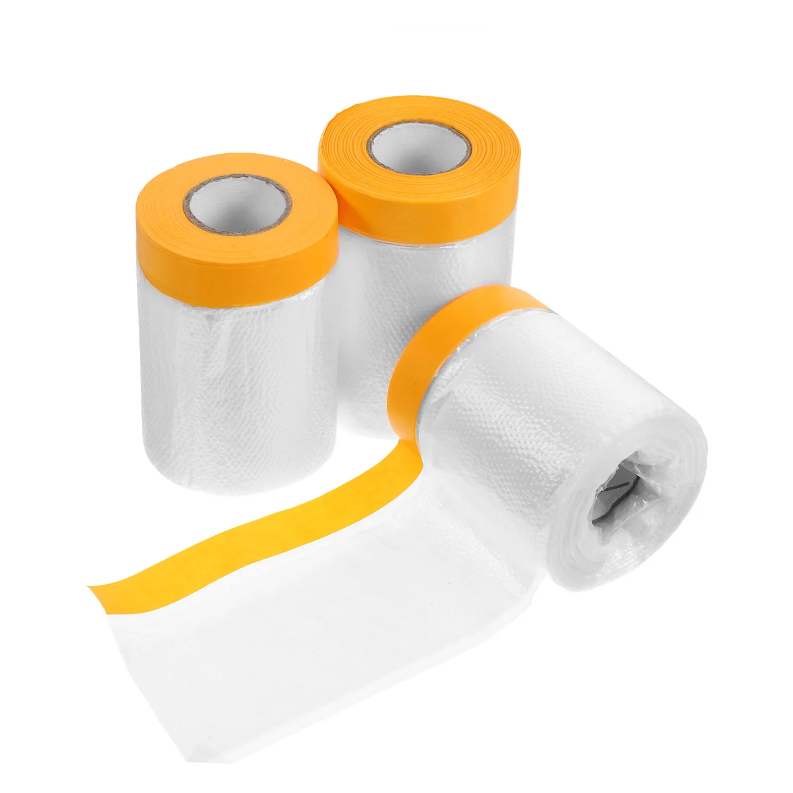 

3 Rolls Pre-Taped Paint Films Adhesive Masking Film Plastic Sheeting Auto Body Protective Film Car Painting Paint Protection