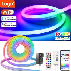 Neonowy neonowy neonowy sznur oświetleniowy silikonowy LED diody na wstążce 5-24V 84LED/M z synchronizacją muzyki RGBIC Dreamcolor goni paski do pokoju