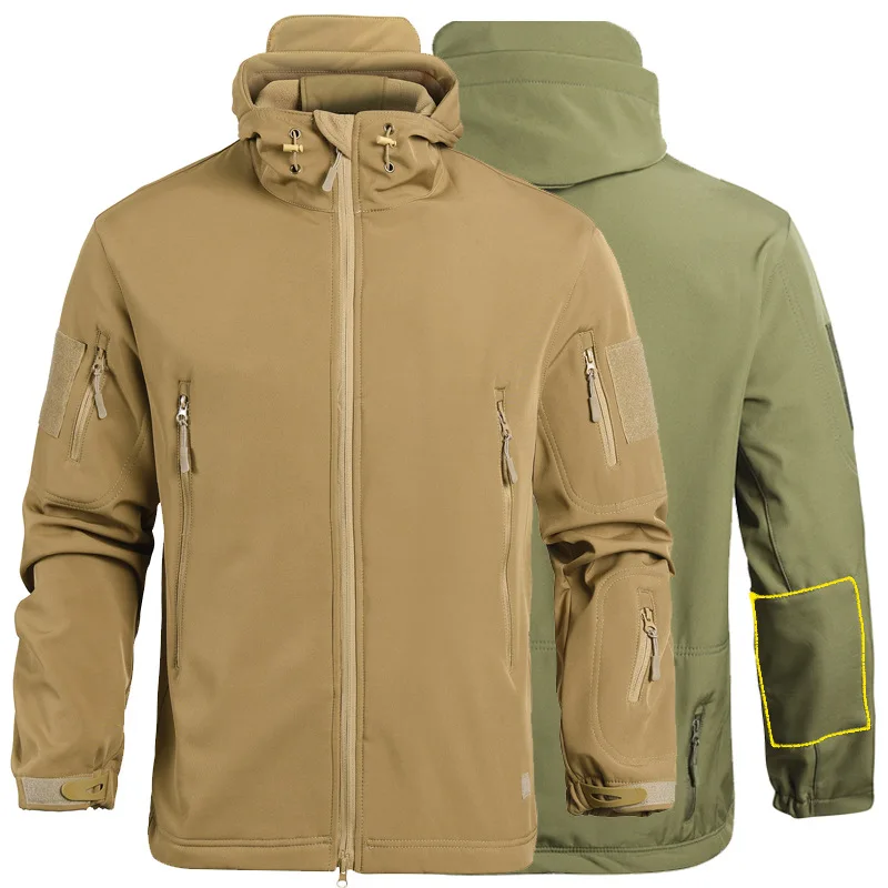 Shark Skin Soft Shell Jacket Armpit Zip Fleece Thermal Waterproof Outdoor Winter Tactical Jacket