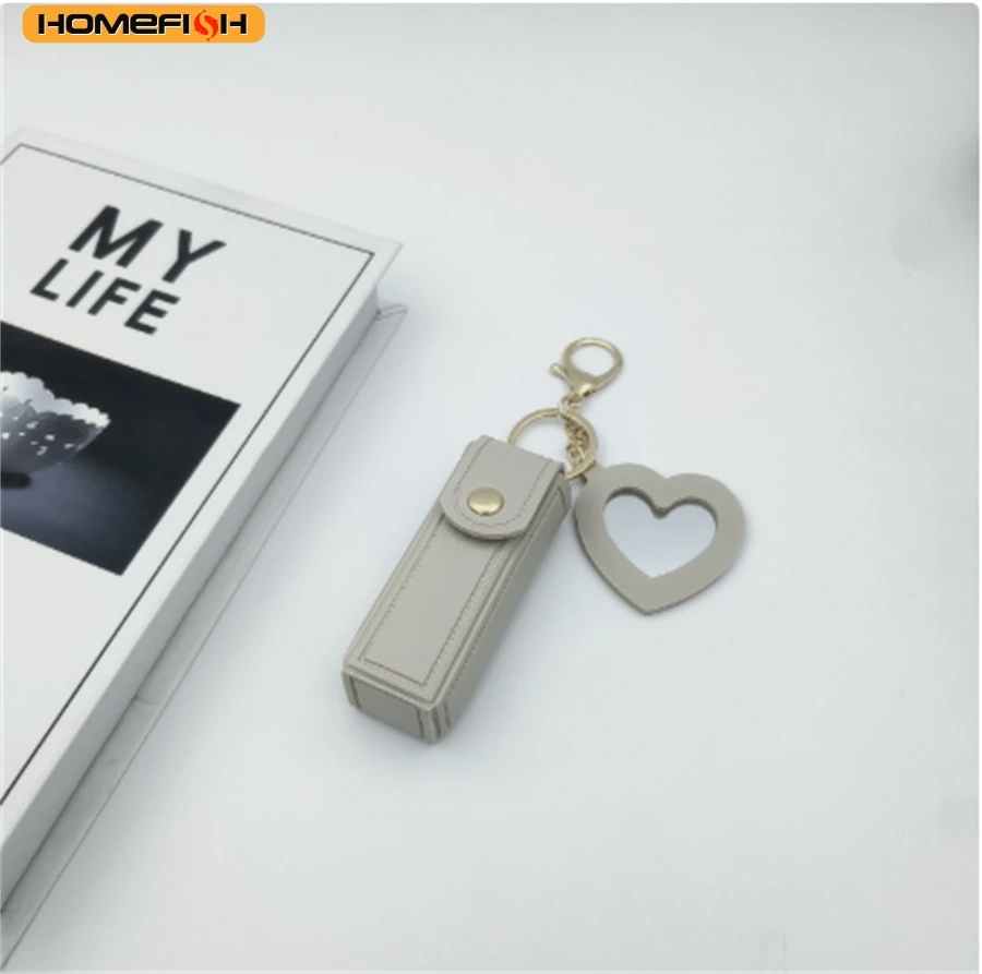 HOMEFISH Various Colors Available, Heart-Shaped Mirror Portable Mini Lipstick Bag, Portable Lipstick Bag with Mirror,