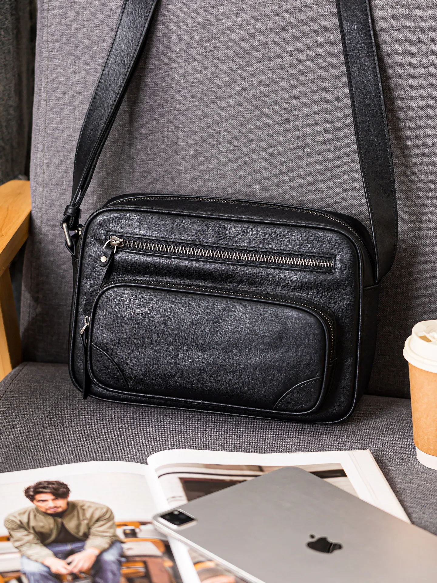 Leather Work Bag Mens - outdoor daily work luxury vegetable tanned