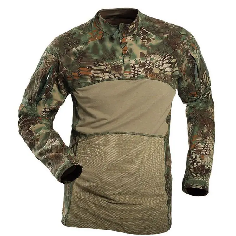 Kryptek Mandrake Camouflage Men Tactical Shirt Long Sleeve Quick Dry Hiking T Shirt Outdoor Hunting Combat Shirt