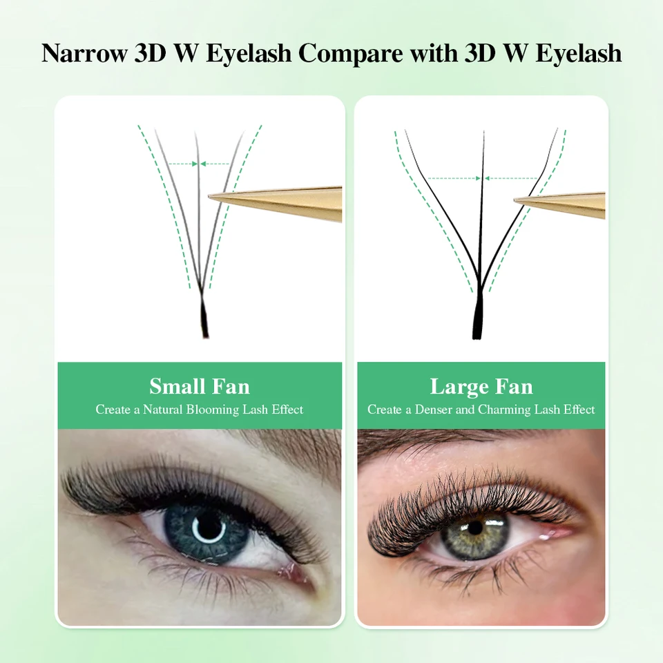 NAGARAKU extensiones de pestañas postizas estrechas 3D forma W, abanicos premoldeados, forma V, malla floreada, serie aire 3