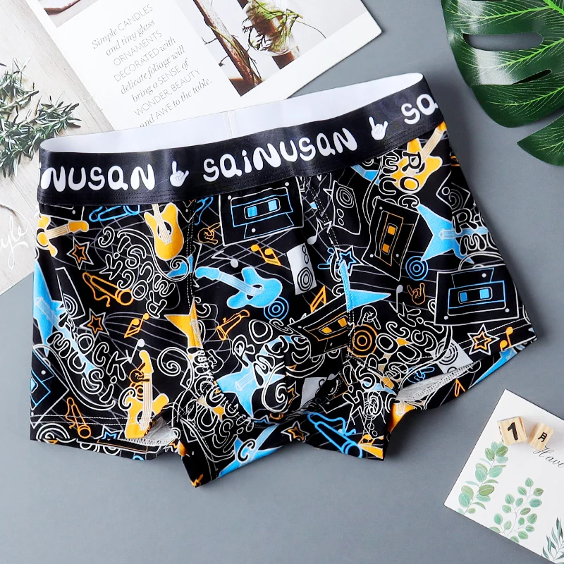 Trendy men\'s underwear Male boxer briefs cotton underpants comfortable Men\'s boxer briefs cute cartoon underwear