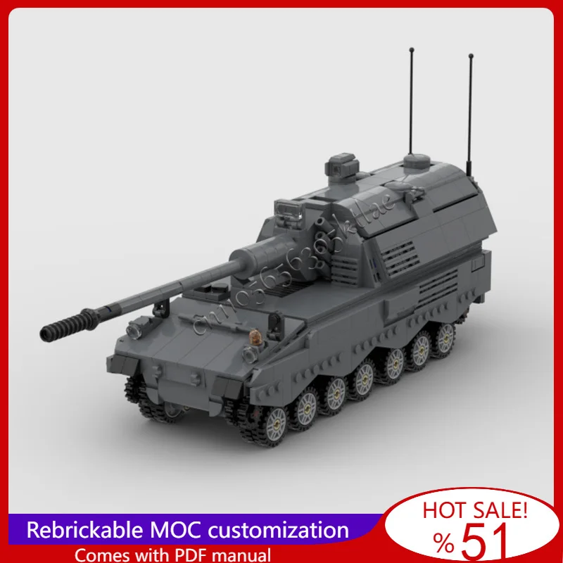 

833PCS MOC Customize Battle Pzh 2000 Self Propelled Armored Howitzer Model DIY Assembled Educational Creative Kid Toy Xmas Gifts