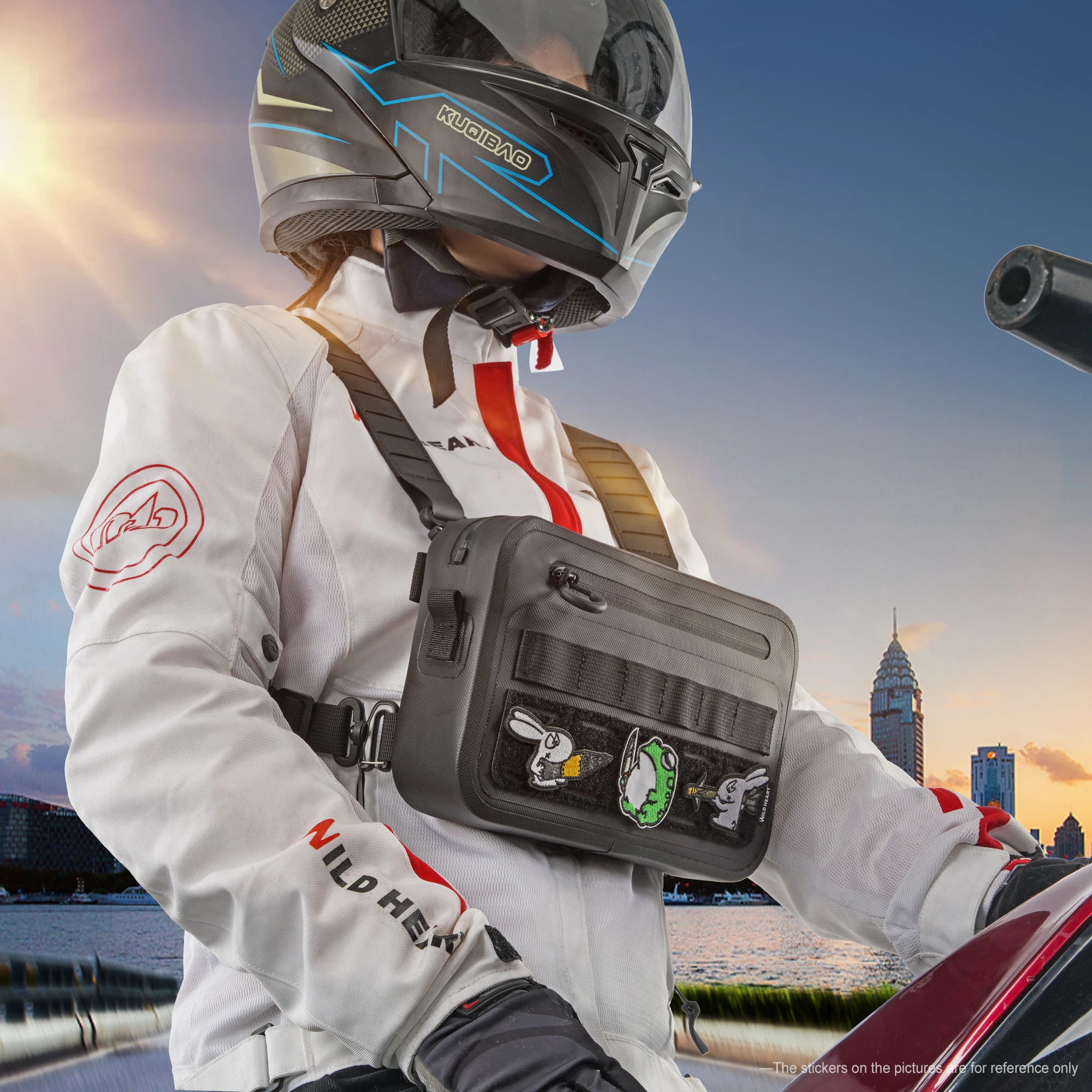 WILD HEART Borsa da petto sportiva per uomo donna Borsa da moto multifunzione completamente impermeabile per esterni