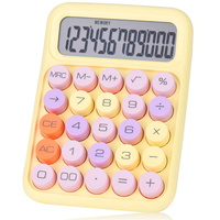 Mechanical Pushbutton Calculator, 12 Digit LCD Display, Big Buttons Easy to Press, Colorful Candy Calculator Yellow