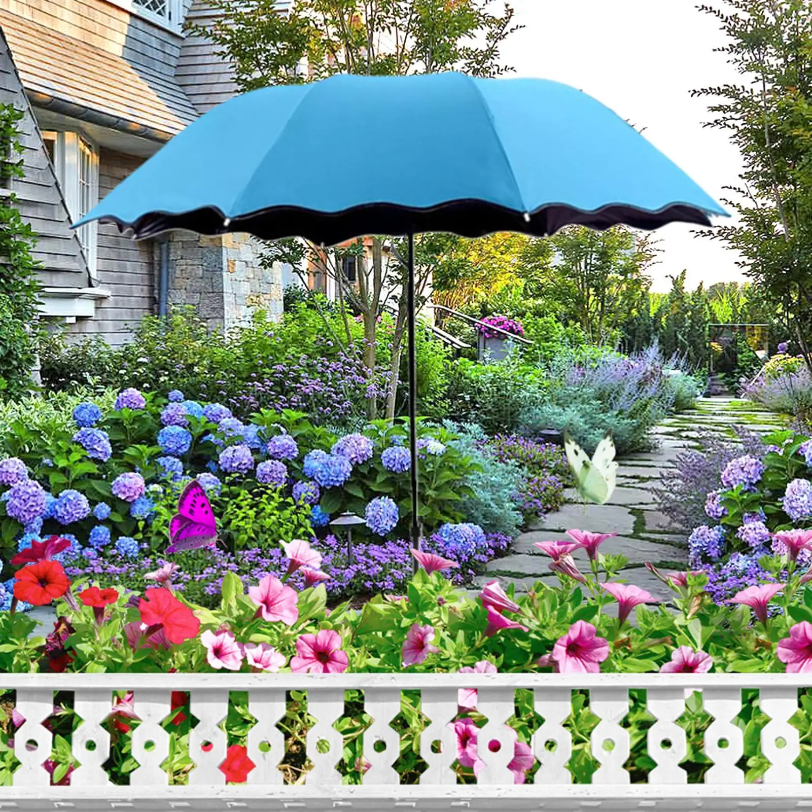 Large fishing umbrella plant sunshade Plant flower umbrella Ground-mounted umbrella Canopy Cover Garden Sunshade Umbrella 95cm