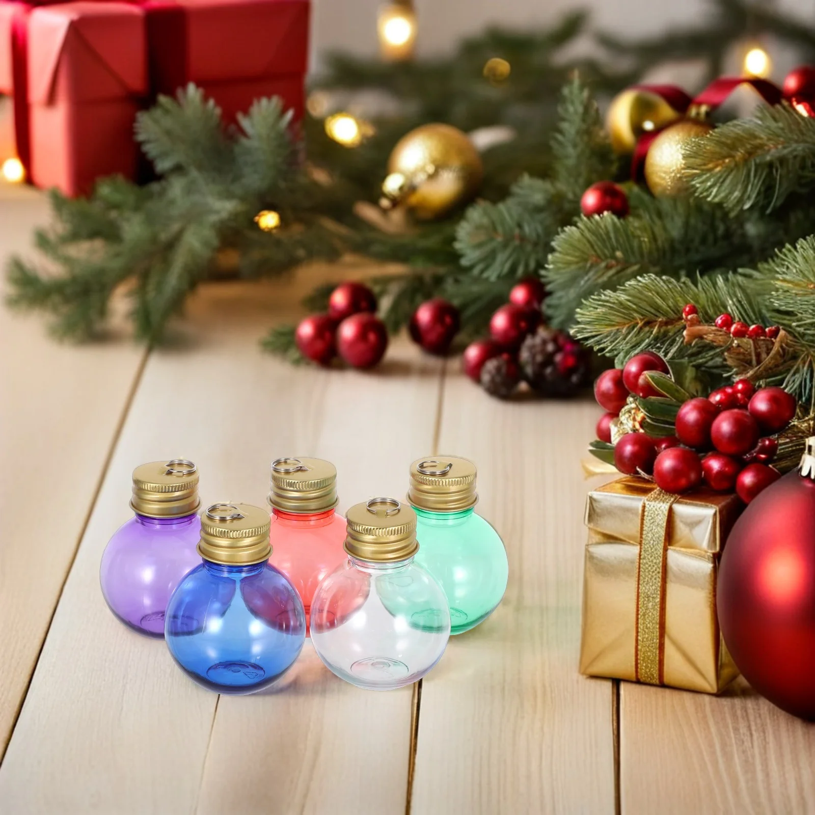 

10Pcs Refillable Clear Christmas Globe Candy Bottles Hanging Ornaments Holiday Treat Containers Cookies Storage Jars