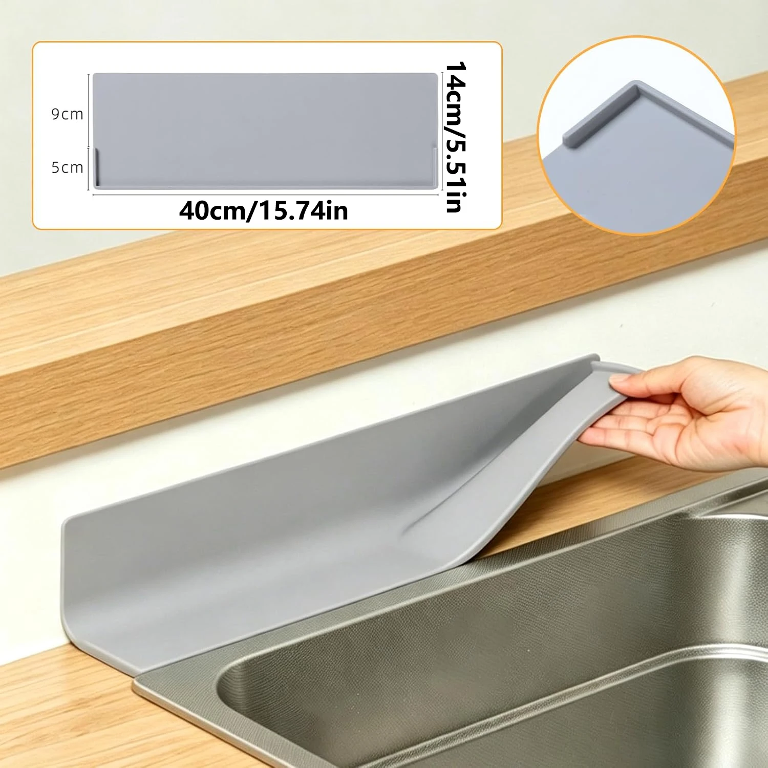 Silicone Kitchen Stove Sink Gap Splash Guard, Wall Backsplash Organizer, Oil Splash Proof Mat for Countertop, Easy to Clean