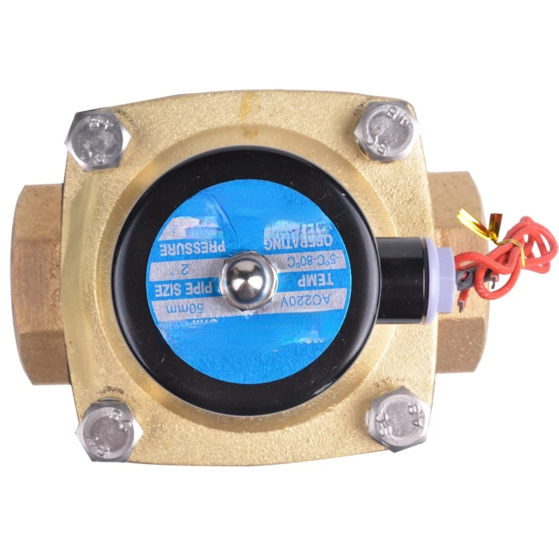 Brass material normally closed 2 way 2 inch water solenoid valve