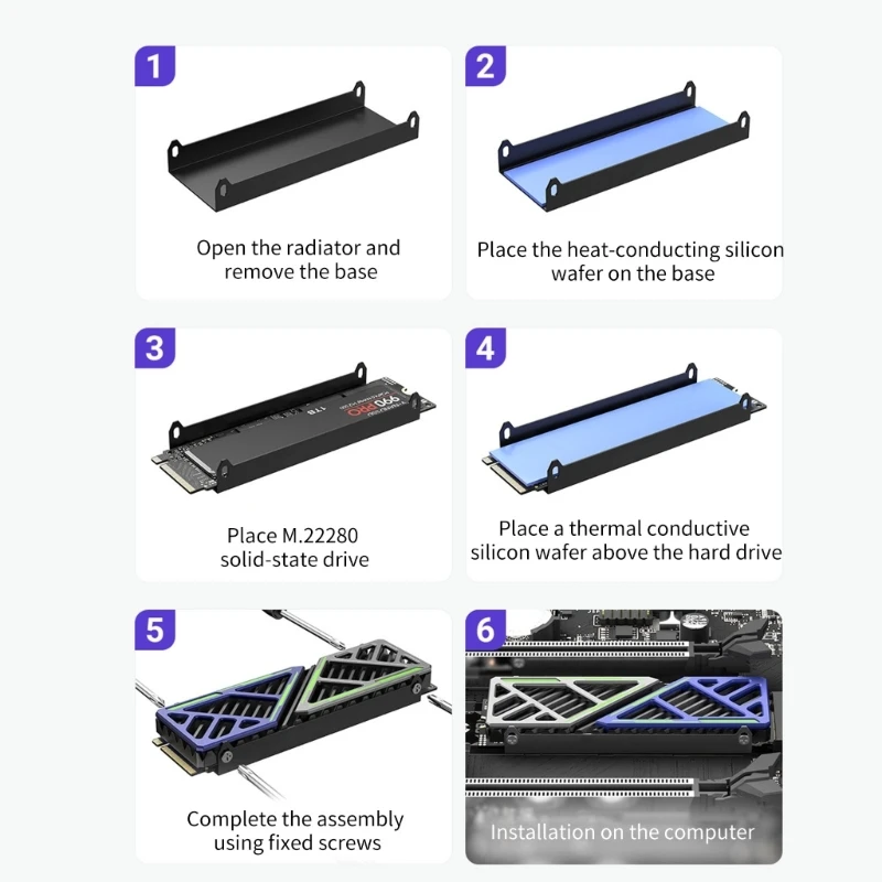 M.2 2280 SSD Heatsink for Intense Computer and Gaming Optimal Heat Dissipation Dropship