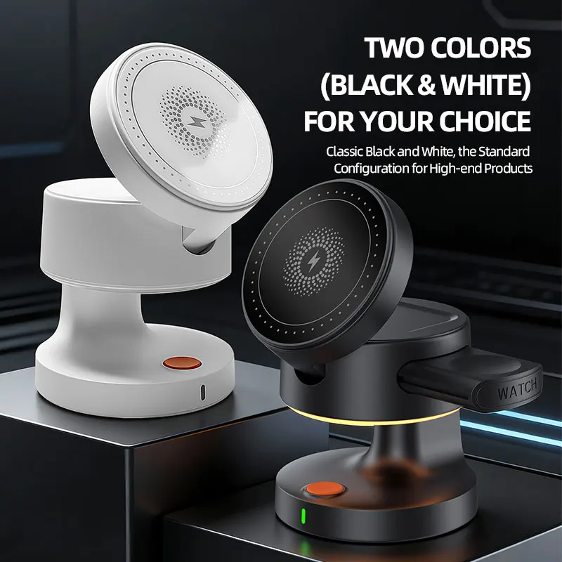 

Магнитная беспроводная зарядная станция Praiser 3-в-1 для iPhone 17-12 Pro Max, Samsung, Apple/Galaxy Watch, Airpods – быстрая зарядка