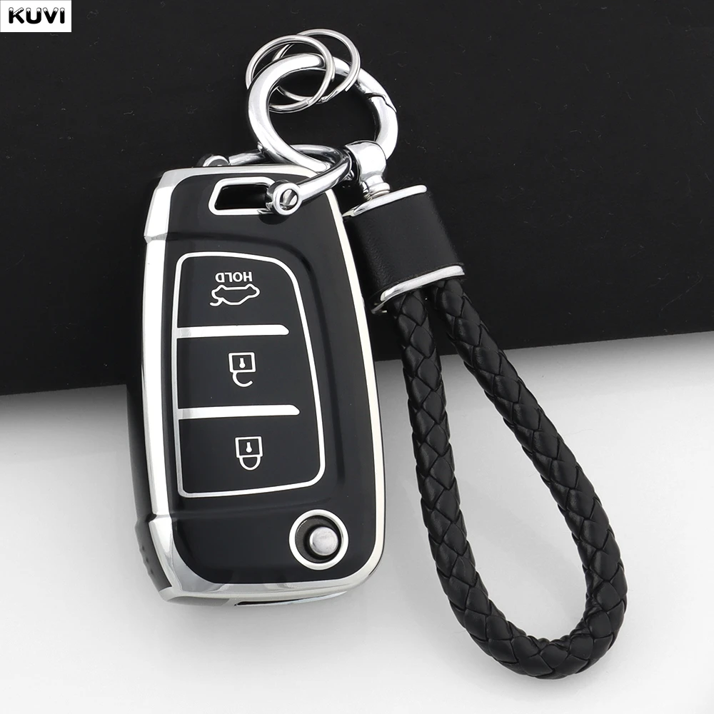 Women TPU Car Flip Key Case Cover Shell For Hyundai Elantra Solaris I30 I35 I40 IX35 Sonata Santa Fe Tucson Verna Celesta Accent