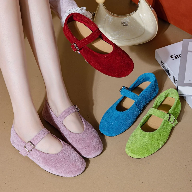 

CICIYANG Women's Mary Jane Flat Shoes Summer 2026 New Cow Suede Casual Shallow Mouth Anti-slip Comfortable Loafers Female Sports
