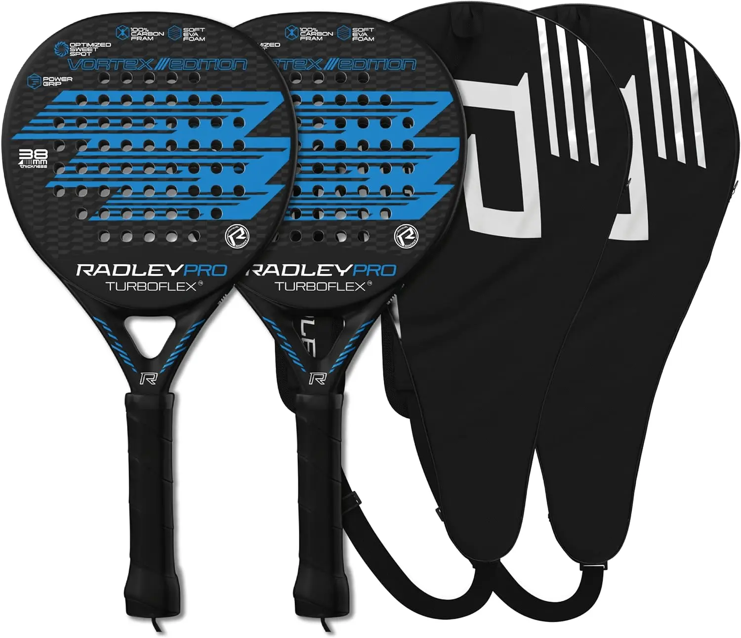 

Paddle Tennis Rackets with Carry Bag , Radley Pro Turboflex Padel, Carbon Fiber Frame Paddle Raquets Soft EVA Core to Provide Pr