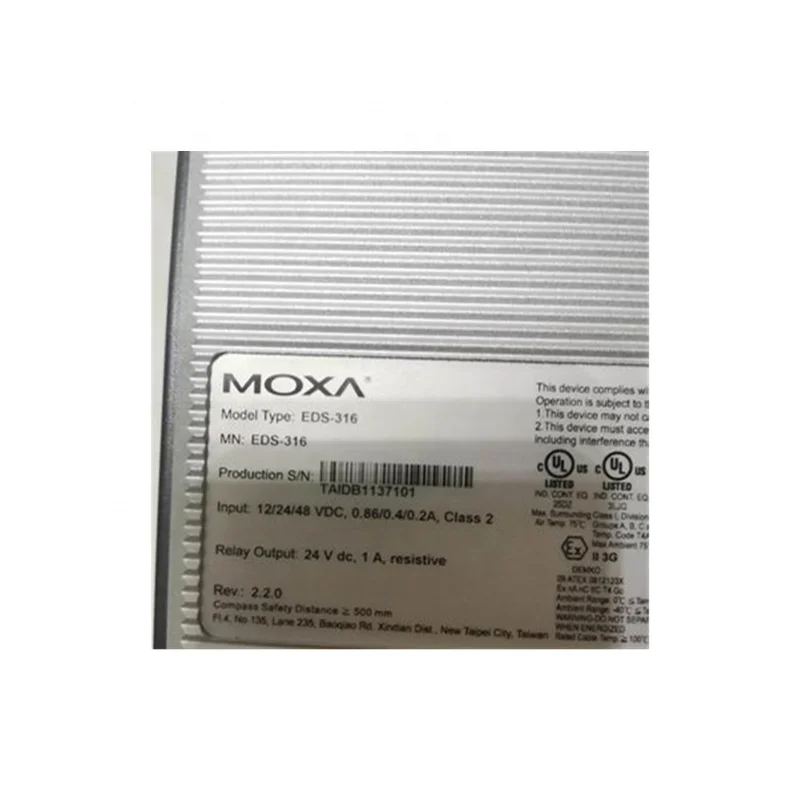 MOXA  EDS-316-M-SC  Unmanaged Ethernet switch with 14 10/100BaseT(X) ports