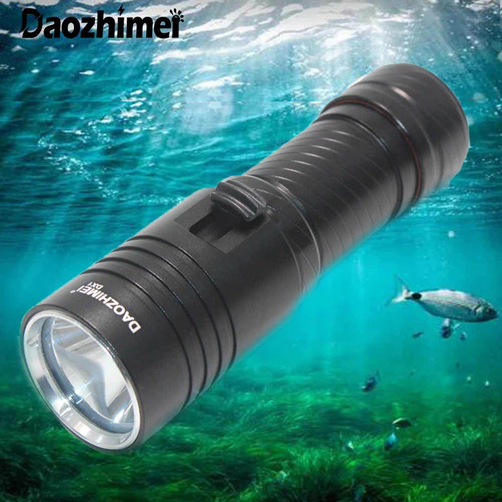 Lampe de poche de plongée sous-marine inj 5000 lumens, torche injuste 26650 LED, lampe de plongée sous-marine étanche, flash de pêche