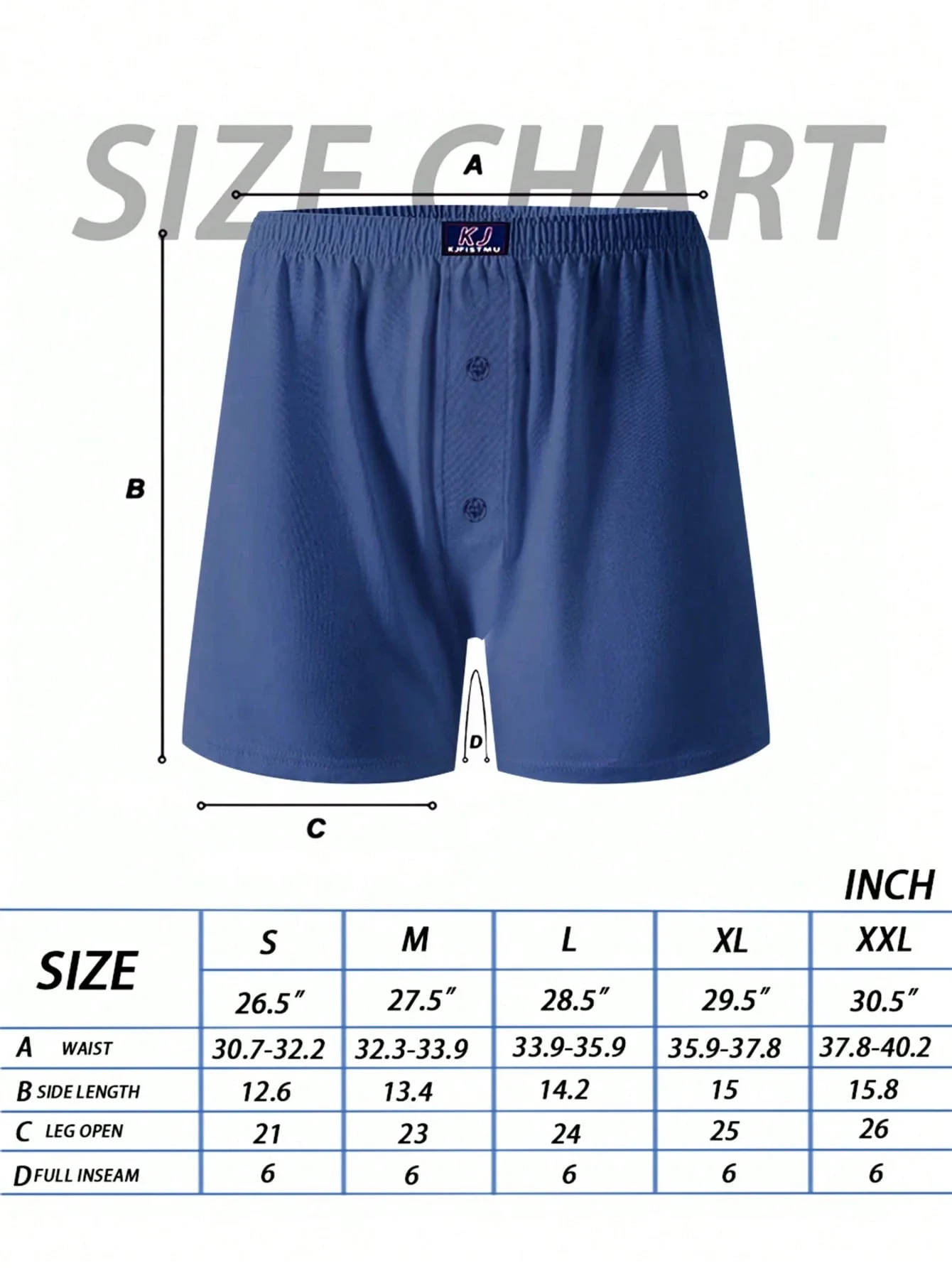 

4pcs Mens Cotton Boxer Shorts Loose Fit Breathable Soft Waistband Button Front Solid Color