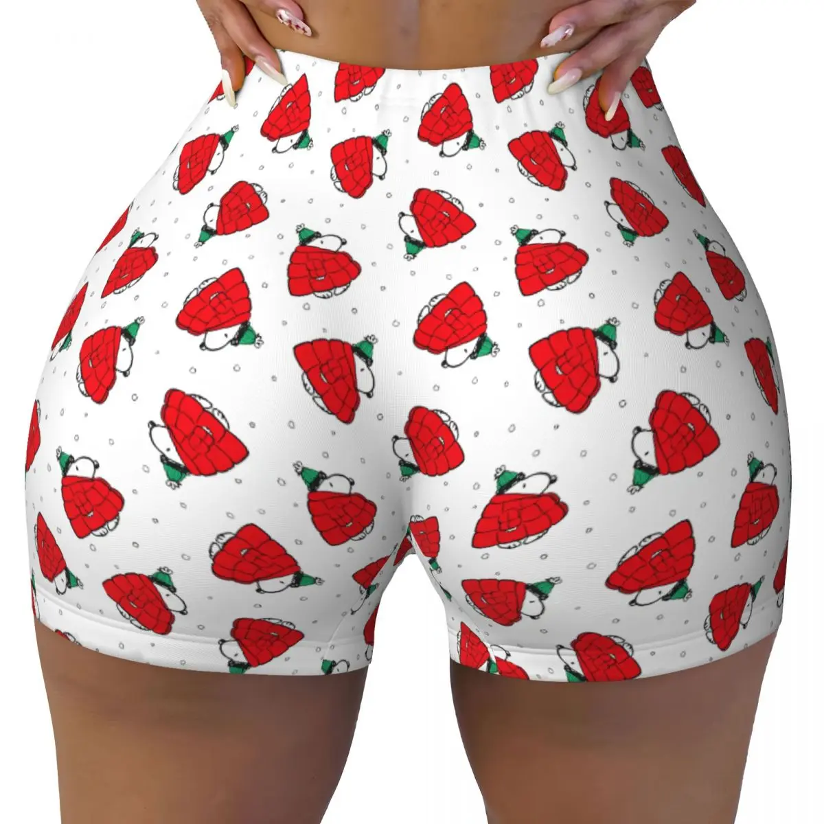 

Custom Snoopys In A Puffy Coat Biker Running Gym Shorts for Women Cute Beagle Cartoon Comic Athletic Workout Yoga Shorts