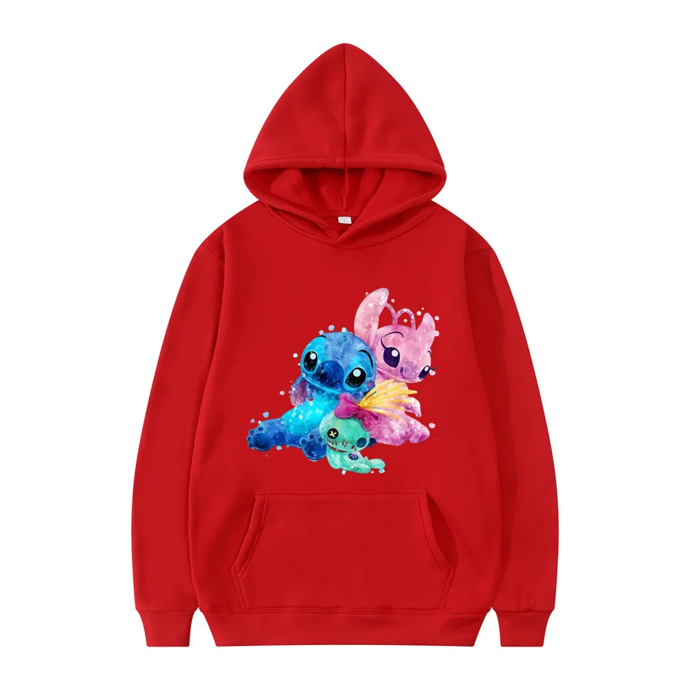 Moletom feminino e masculino Lilo e Stitch Cartoon, moletom manga, blusa casual, roupas de casal, moda, novo, 2024