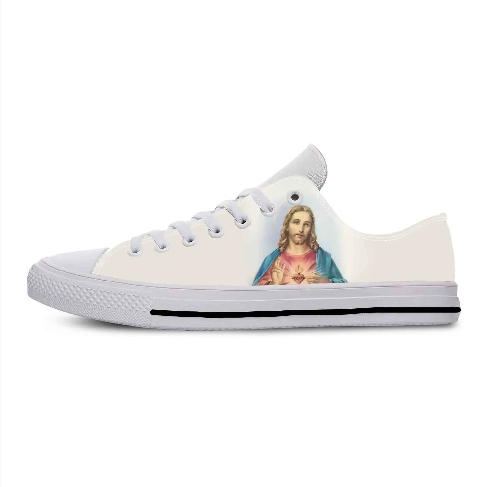 Jesus Christ Christian Cross God Faith Religion Casual Cloth Shoes Low Top Comfortable Breathable 3D Print Men Women Sneakers - view 2