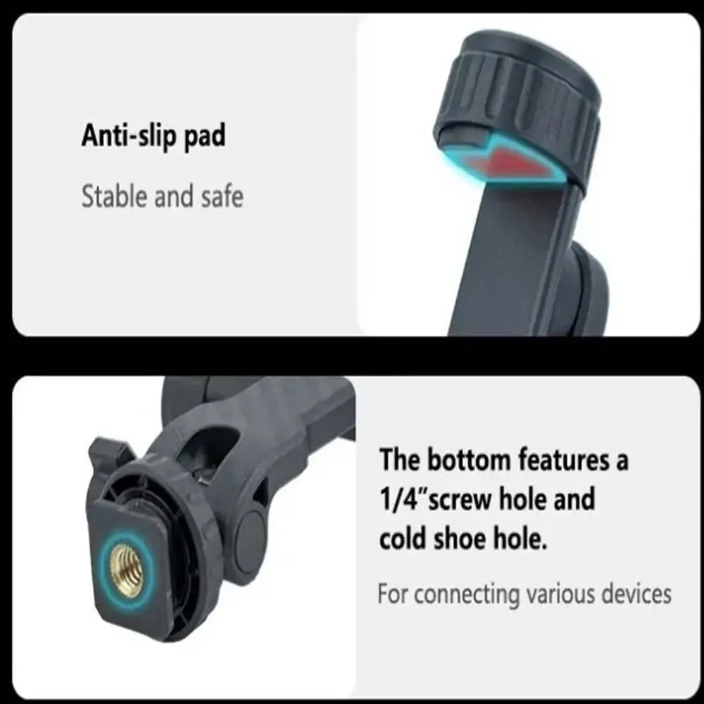 360° Rotatable Phone Tripod Mount with Dual Cold Shoe Vertical Smartphone Mount Adapter Arm Adjustable Universal Phone Stand