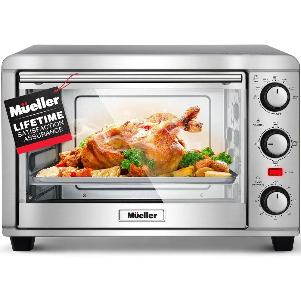 Convection Toaster Oven, 8 Slice, Broil, Toast, Bake, Stainless Steel Finish, Timer, Auto-Off - Sound Alert, 3 Rack Position