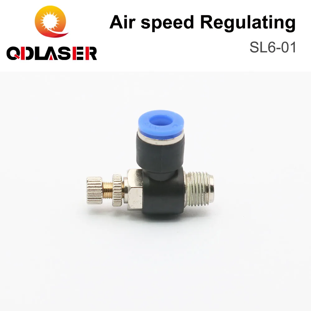 QDLASER Laser Pneumatic Joint Parts SL6-01 Fast Connection Pneumatic Fitting Air Speed Regulating Valve Throttle Valve