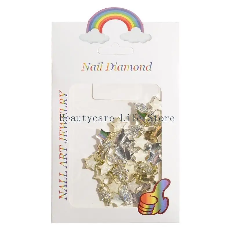 

652C 20 звездочек для ногтей, стразы для ногтей, драгоценные камни, подвеска для ногтей, пентаграммы, декор для ногтей