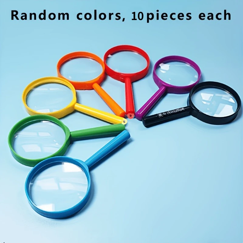 10 miroirs portatifs en plastique de couleurs aléatoires, mini miroirs grossissants portatifs, outils pour les cours de sciences, observation en plein air