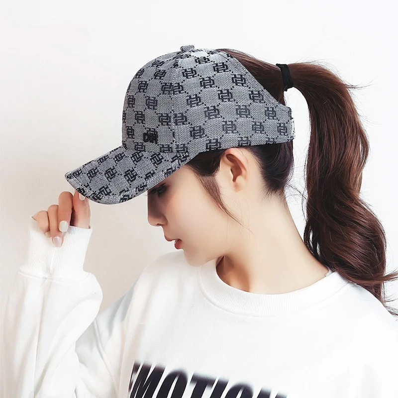 

Women Summer High Ponytail Sport Hats New Fashion Letter Empty Top Cap Teenagers Outdoor Leisure Sunscreen Baseball Hats