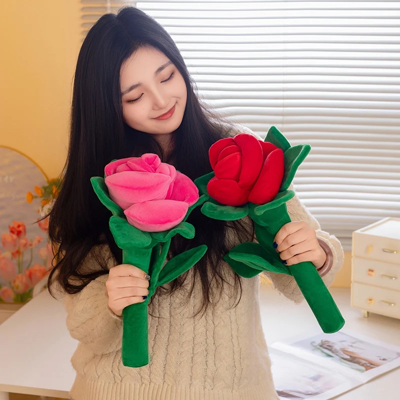1Pcs Simulation Rose Flower Stuffed Soft Plush Toy Home Decoration Christmas Surprise Romantic Valentine Gift Girlfriend Gifts