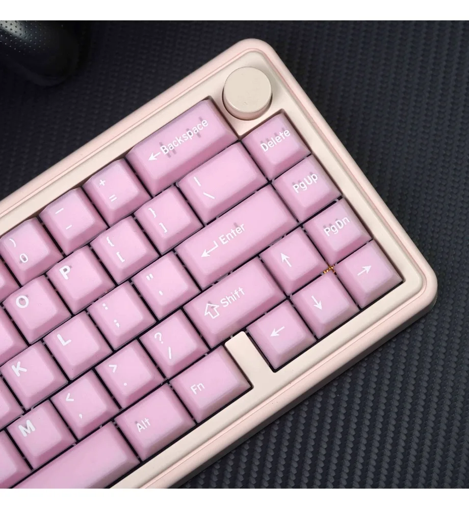 Keycap personality, peach blossom jade theme keycap original height semi-transparent pink PBT two-color injection molding