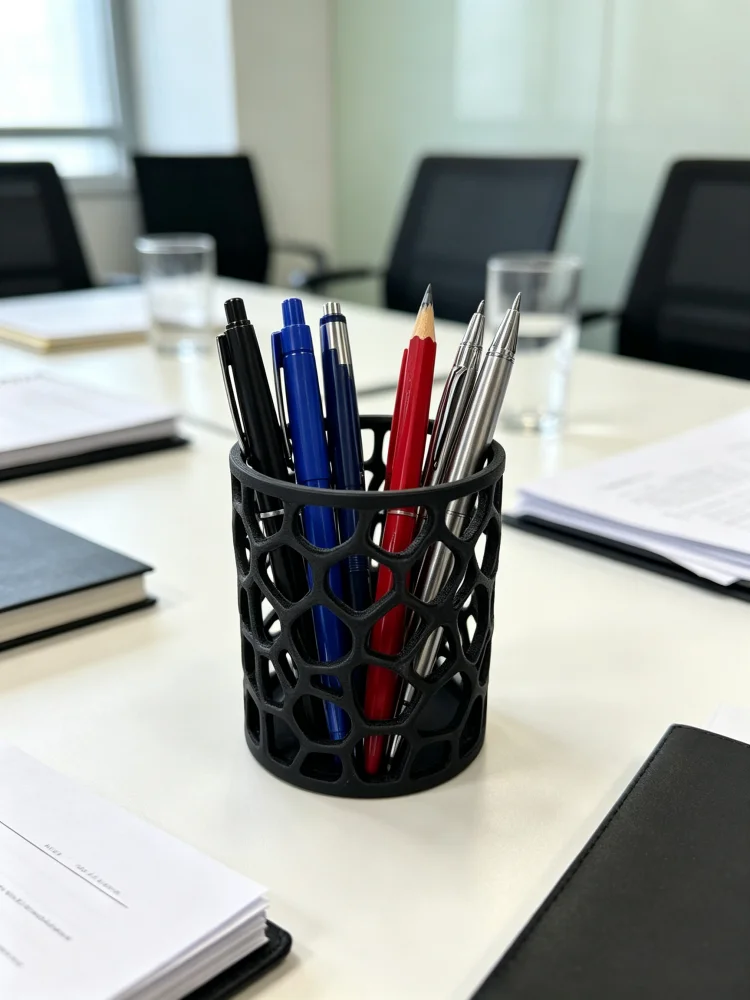 3D Printed Pla Hollow Pen Holder, Honeycomb Geometric Design Black Pen Cup, Open Grid Desktop Pen Stand, Large Capacity Stationery Organizer, Universal Desktop Storage Container for Home, Office, School, Meeting Room, Teacher's Desk Pen Storage, Student Desk Pen Holder, Minimalist Industrial Style Desktop Decoration, Lightweight and Aesthetically Pleasing Desktop Storage Items, Modern Desktop Accessories, Desktop Organization Essentials