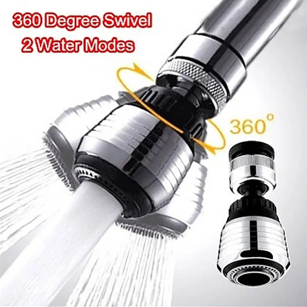 360 Degree Swivel Head Water Bubbler Tap Faucet Aerator Diffuser Nozzle Filter Rotate Faucet Extender Water Saving Adapter Tool