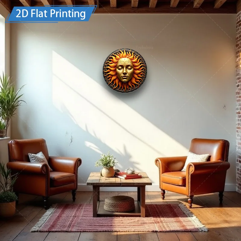 1 قطعة علامة معدنية 8x8 بوصة "عمل فني للوجه الشمسي الشمسي-ديكور حائط بوهو شيك لغرفة المعيشة"