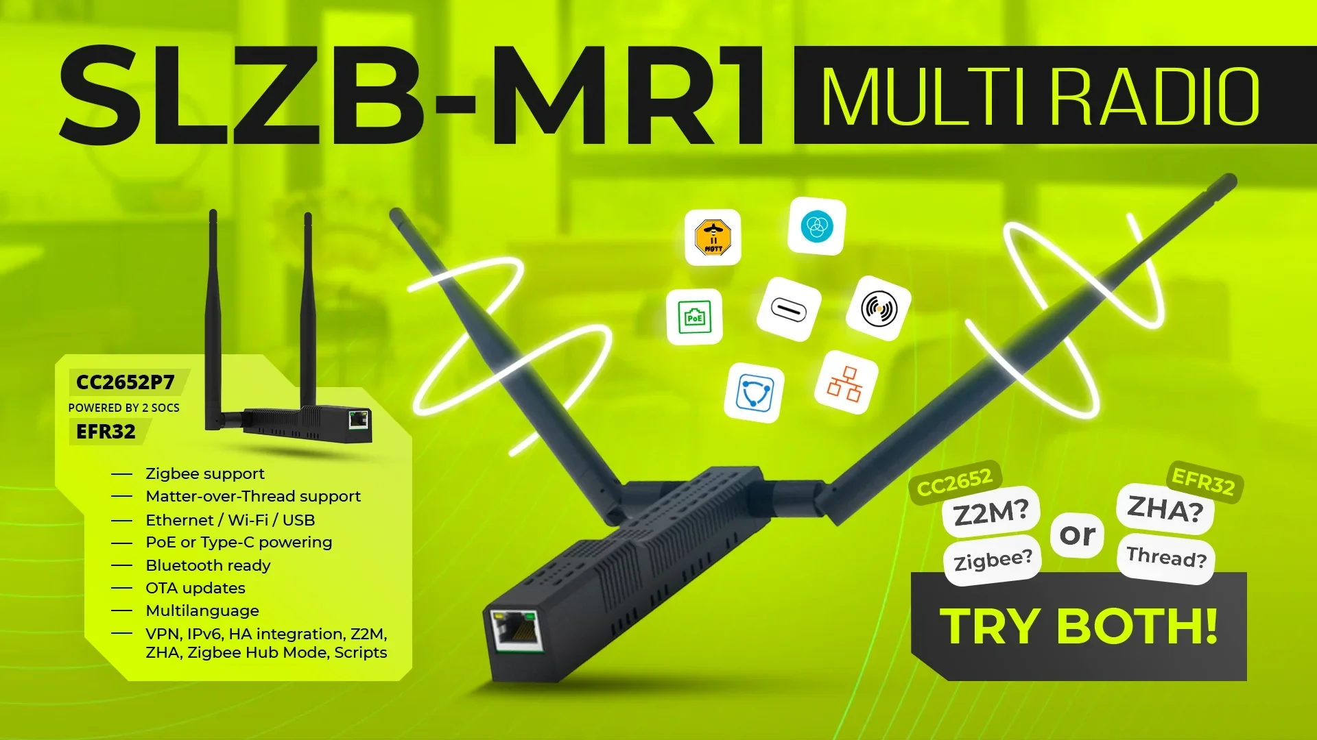 SLZB-MR5U - Adattatore Zigbee 3.0 a Ethernet, USB e WiFi