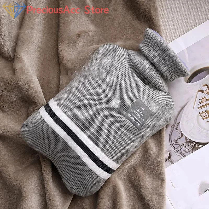 New-1L Or 2L Hot Water Bottle With Knitted Cover Large Capacity Hot Water Bag For Female Warm Belly Hands Inject Water Hot Water