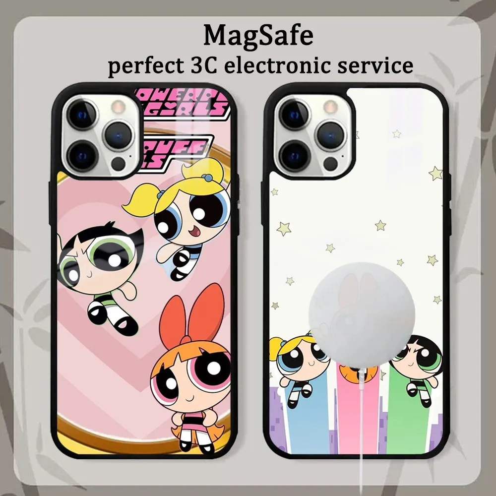 Powerpuff Girls Phone Case For iPhone 15 14 13 12 11 Pro Max Plus Mini Mirror Magnetic Cover