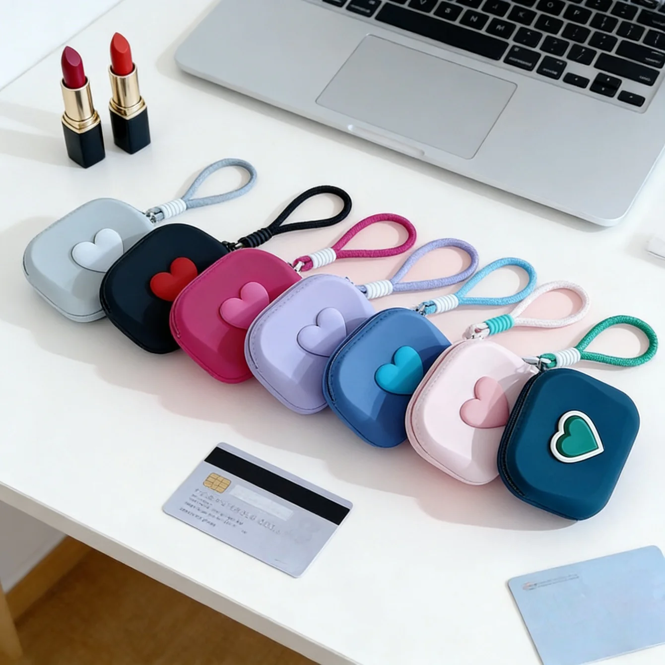 Heart Shaped Portable Silicone Makeup Bag for Women, Travel Waterproof Cosmetic Bag Gifts Zipper Closure Makeup Case with Handle