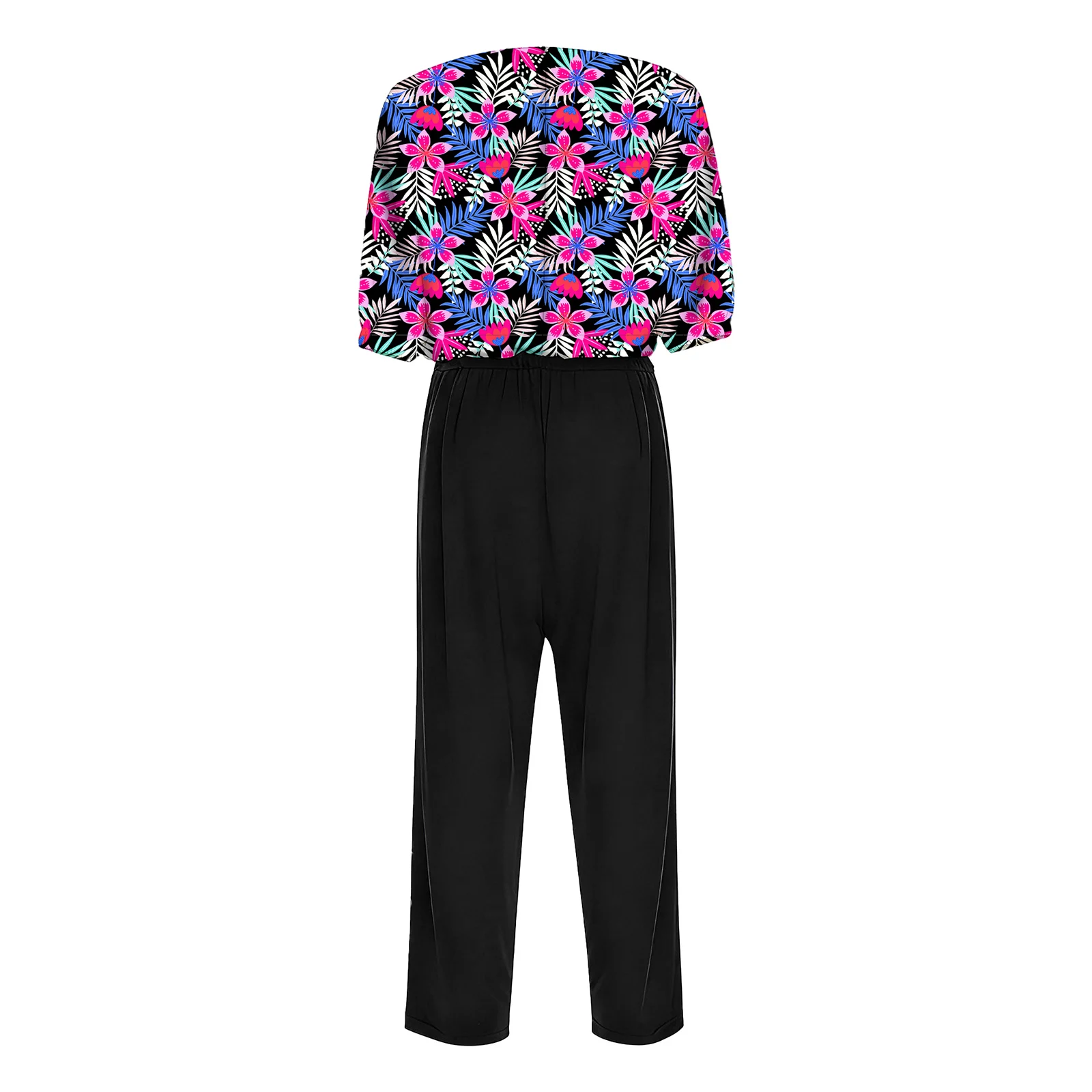 Womens Secure Care Romper with Printed Pattern And Back Opening Thoughtful Adaptive Nursing Jumpsuit for Elderly Patients