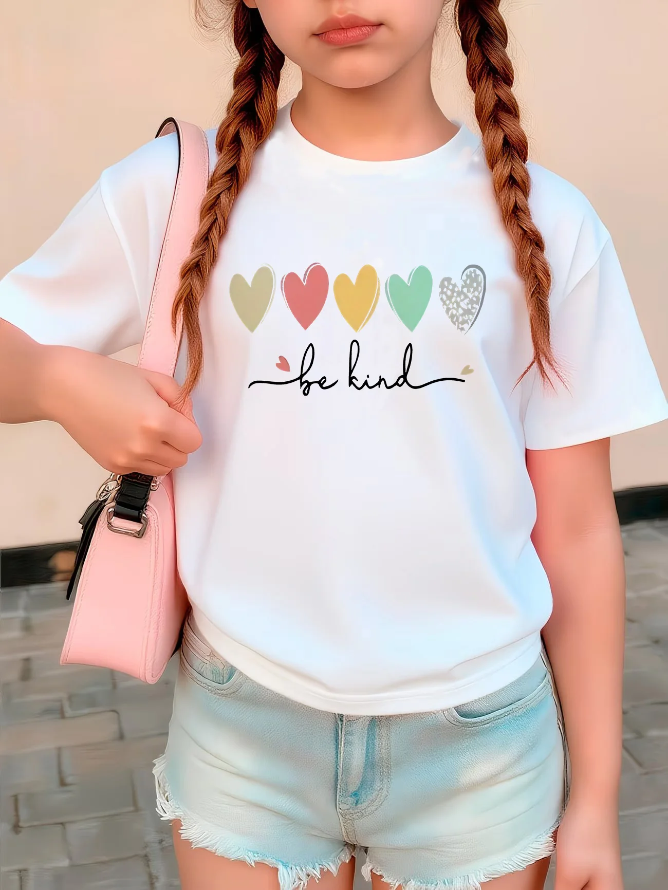 Be Kind Love Heart Family T Shirts Short Sleeve Kids Children's T-shirt Boys Girls 2026 Summer Spring New Casual Top Tee Shirt