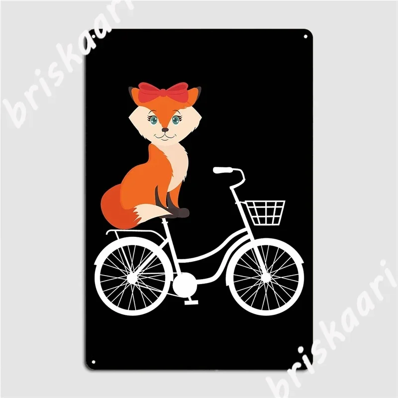 Fox Ride A Bicycle Funny Gift Bike For Lovers Cyclist And Fox Metal Signs Home personalized Plaques Tin sign Posters