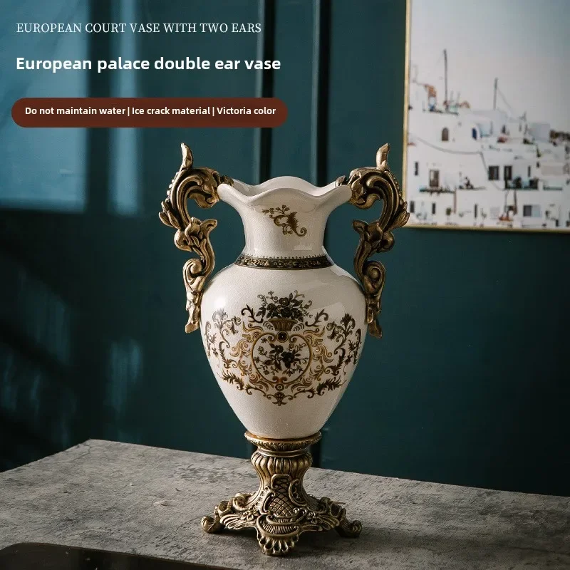 Ceramic Double Ear Vase Creative Home Decoration Crafts Flowers Dried Flower Vase Decoration Table Flower Arrangement Decoration