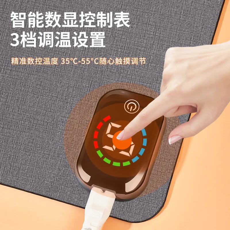 Large Heated Desk Pad 80x33cm Electric Warming Table Mat with Digital Temperature Display, 3 Heat Levels, 4/6/8H Timer