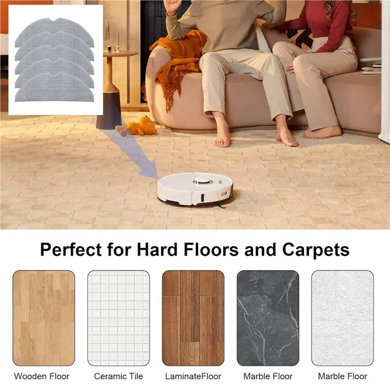 10 Pcs Mop Pads For Roborock S8, S8+, S8 Pro Ultra Robot Vacuum, Vibrarise 2.0 Washable Reusable Mopping Pads-B51B