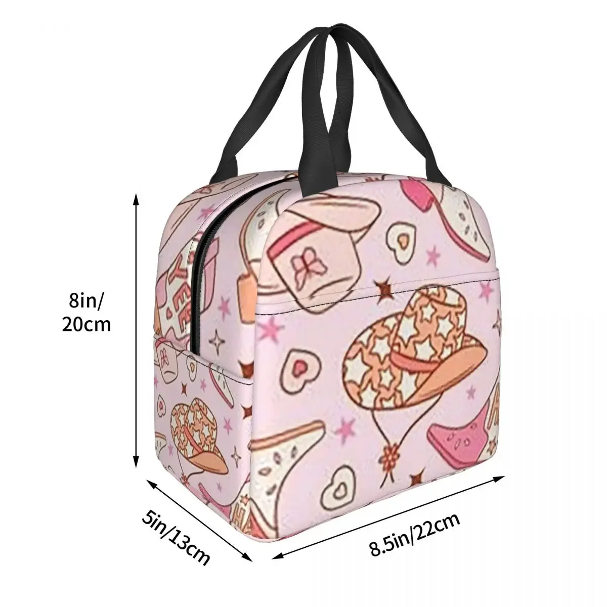 Western Cowboy Cactus Cow Head Floral Insulated Lunch Bag for Women Children Portable Food Boxes Thermal Lunch Box Tote