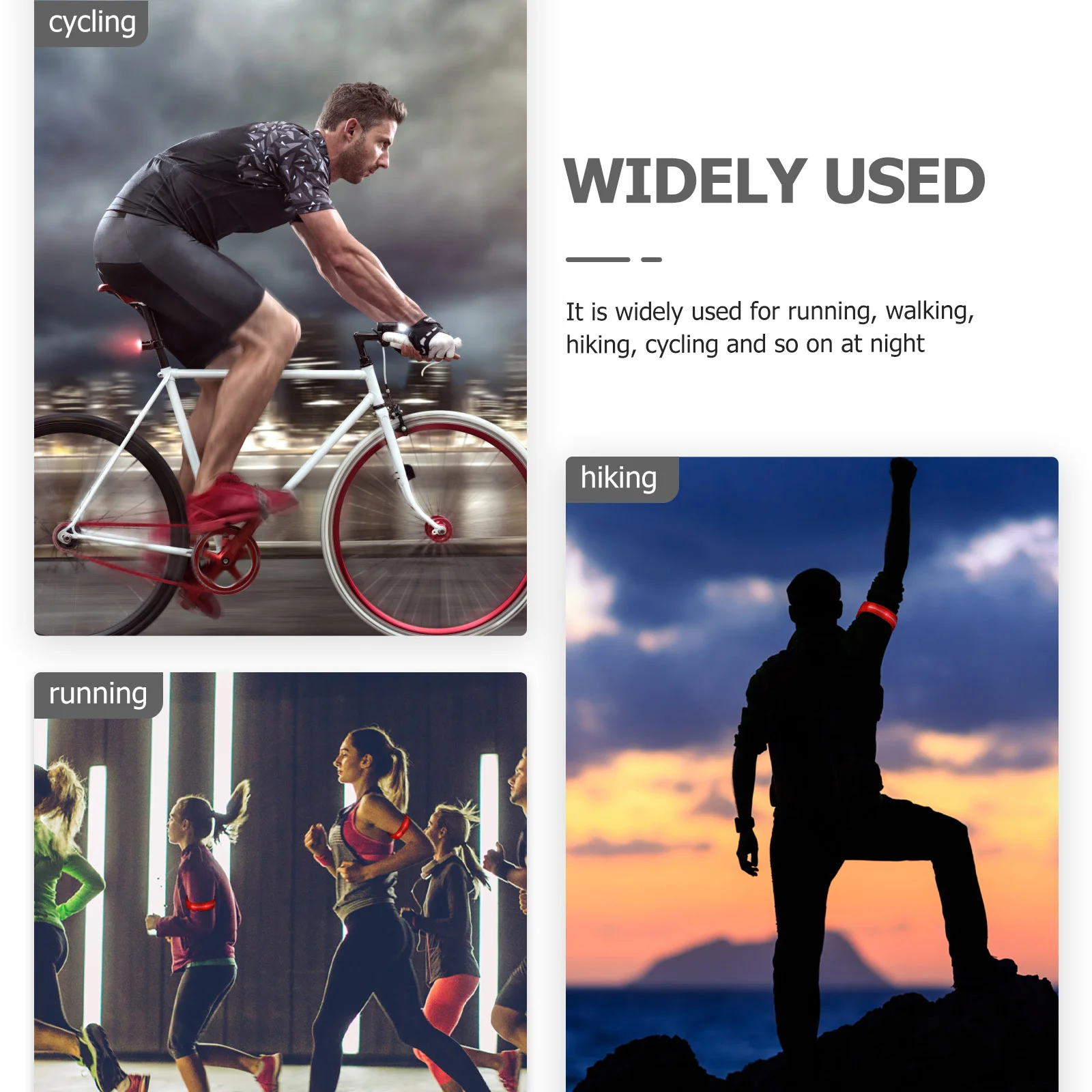 1 قطعة حزام الذراع مضيئة Led متوهجة سوار أحمر قابل للتعديل شارة السلامة ليلا تشغيل الدراجات الأنشطة في الهواء الطلق متوهجة